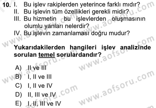 Hizmet Tasarımı Dersi 2018 - 2019 Yılı (Final) Dönem Sonu Sınav Soruları 10. Soru