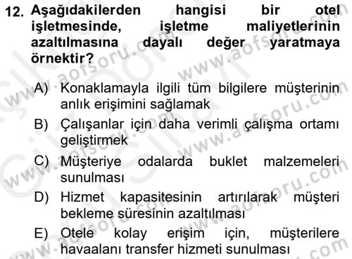 Hizmet Tasarımı Dersi 2018 - 2019 Yılı (Final) Dönem Sonu Sınav Soruları 12. Soru