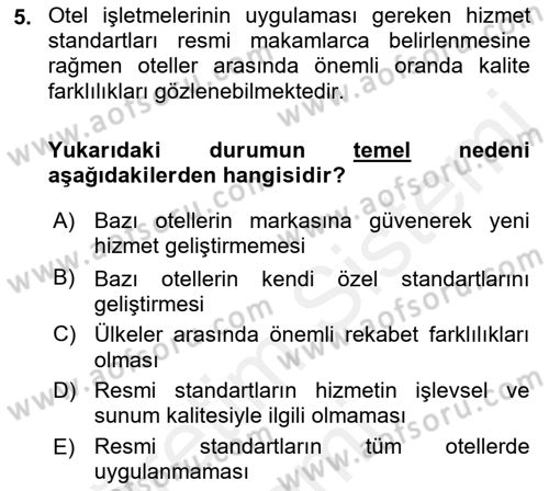 Hizmet Tasarımı Dersi 2018 - 2019 Yılı (Final) Dönem Sonu Sınav Soruları 5. Soru