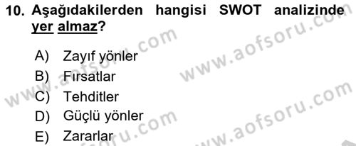 Hizmet Tasarımı Dersi 2018 - 2019 Yılı Yaz Okulu Sınav Soruları 10. Soru