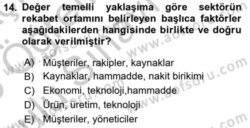 Hizmet Tasarımı Dersi 2018 - 2019 Yılı Yaz Okulu Sınav Soruları 14. Soru