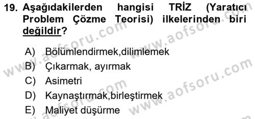 Hizmet Tasarımı Dersi 2018 - 2019 Yılı Yaz Okulu Sınav Soruları 19. Soru