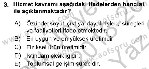 Hizmet Tasarımı Dersi 2018 - 2019 Yılı Yaz Okulu Sınav Soruları 3. Soru