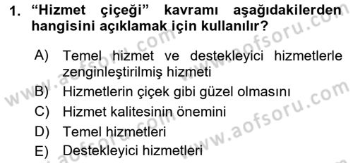 Hizmet Tasarımı Dersi Ara Sınavı Deneme Sınav Soruları 1. Soru