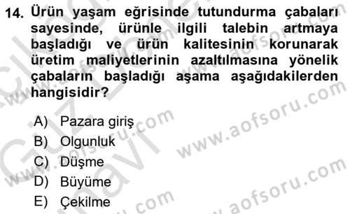 Hizmet Tasarımı Dersi 2019 - 2020 Yılı (Vize) Ara Sınav Soruları 14. Soru