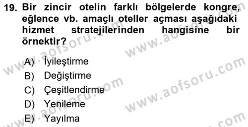 Hizmet Tasarımı Dersi Ara Sınavı Deneme Sınav Soruları 19. Soru