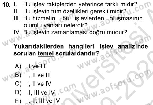 Hizmet Tasarımı Dersi 2019 - 2020 Yılı (Final) Dönem Sonu Sınav Soruları 10. Soru