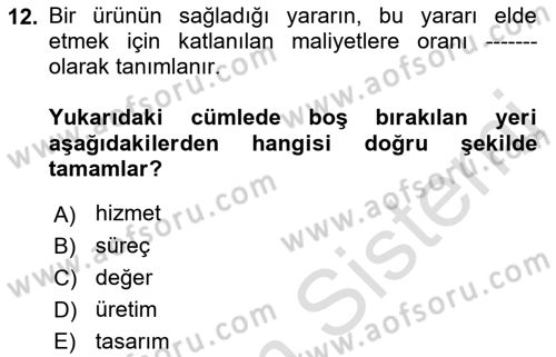 Hizmet Tasarımı Dersi 2019 - 2020 Yılı (Final) Dönem Sonu Sınav Soruları 12. Soru