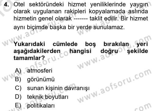 Hizmet Tasarımı Dersi 2019 - 2020 Yılı (Final) Dönem Sonu Sınav Soruları 4. Soru