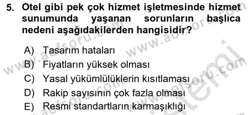 Hizmet Tasarımı Dersi 2019 - 2020 Yılı (Final) Dönem Sonu Sınav Soruları 5. Soru