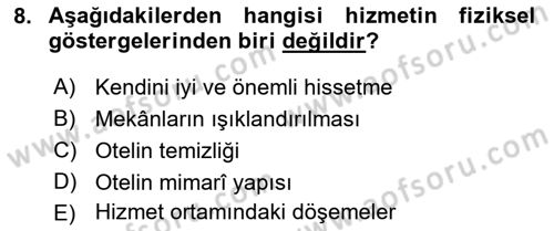Hizmet Tasarımı Dersi 2019 - 2020 Yılı (Final) Dönem Sonu Sınav Soruları 8. Soru