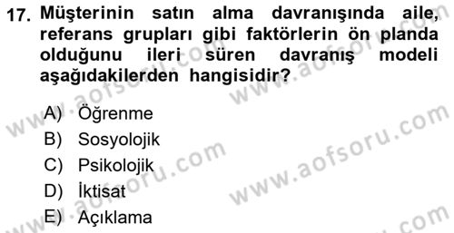 Hizmet Tasarımı Dersi Ara Sınavı Deneme Sınav Soruları 17. Soru