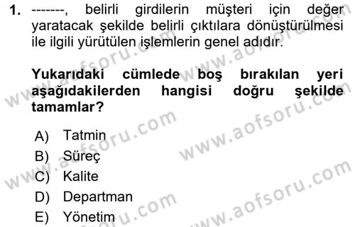 Hizmet Tasarımı Dersi 2021 - 2022 Yılı (Final) Dönem Sonu Sınav Soruları 1. Soru