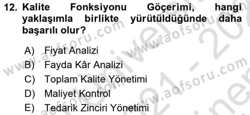 Hizmet Tasarımı Dersi 2021 - 2022 Yılı (Final) Dönem Sonu Sınav Soruları 12. Soru