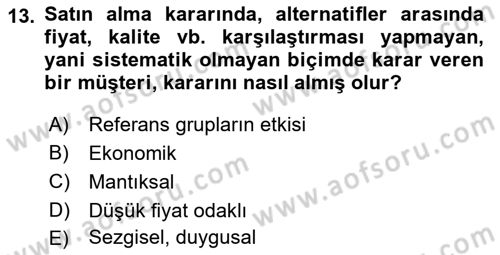 Hizmet Tasarımı Dersi 2021 - 2022 Yılı Yaz Okulu Sınav Soruları 13. Soru