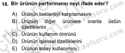 Hizmet Tasarımı Dersi 2021 - 2022 Yılı Yaz Okulu Sınav Soruları 18. Soru
