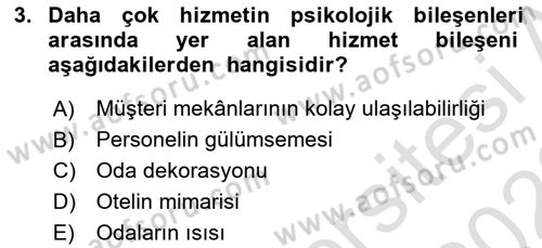 Hizmet Tasarımı Dersi 2021 - 2022 Yılı Yaz Okulu Sınav Soruları 3. Soru