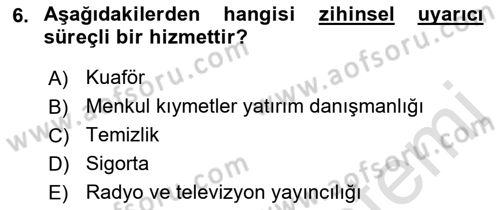 Hizmet Tasarımı Dersi 2021 - 2022 Yılı Yaz Okulu Sınav Soruları 6. Soru
