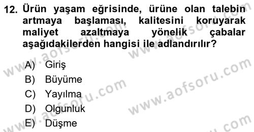 Hizmet Tasarımı Dersi Ara Sınavı Deneme Sınav Soruları 12. Soru