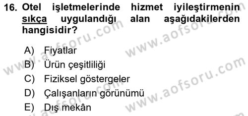 Hizmet Tasarımı Dersi 2022 - 2023 Yılı (Vize) Ara Sınav Soruları 16. Soru