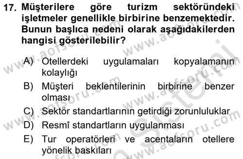 Hizmet Tasarımı Dersi 2022 - 2023 Yılı (Vize) Ara Sınav Soruları 17. Soru