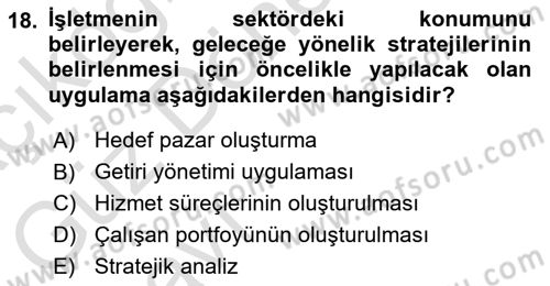 Hizmet Tasarımı Dersi Ara Sınavı Deneme Sınav Soruları 18. Soru