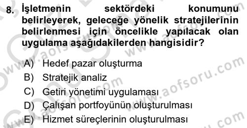 Hizmet Tasarımı Dersi 2022 - 2023 Yılı (Final) Dönem Sonu Sınav Soruları 8. Soru