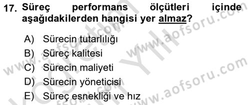 Hizmet Tasarımı Dersi 2022 - 2023 Yılı Yaz Okulu Sınav Soruları 17. Soru