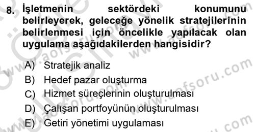 Hizmet Tasarımı Dersi 2022 - 2023 Yılı Yaz Okulu Sınav Soruları 8. Soru