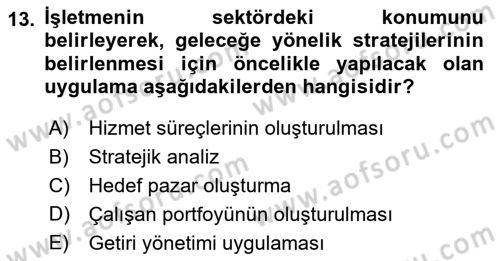 Hizmet Tasarımı Dersi Ara Sınavı Deneme Sınav Soruları 13. Soru