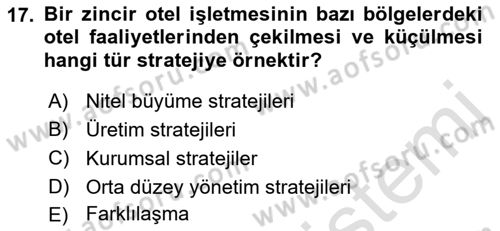 Hizmet Tasarımı Dersi Ara Sınavı Deneme Sınav Soruları 17. Soru
