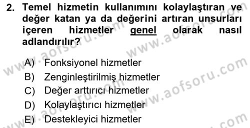Hizmet Tasarımı Dersi 2023 - 2024 Yılı (Vize) Ara Sınav Soruları 2. Soru
