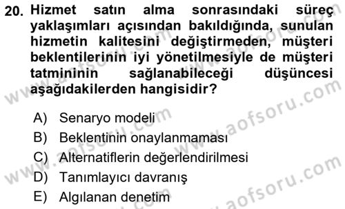 Hizmet Tasarımı Dersi Ara Sınavı Deneme Sınav Soruları 20. Soru
