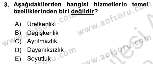 Hizmet Tasarımı Dersi 2023 - 2024 Yılı (Vize) Ara Sınav Soruları 3. Soru