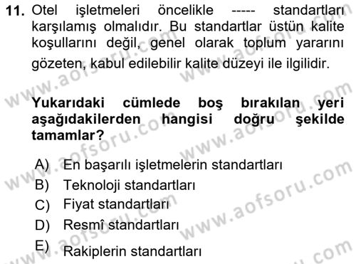 Hizmet Tasarımı Dersi 2023 - 2024 Yılı (Final) Dönem Sonu Sınav Soruları 11. Soru