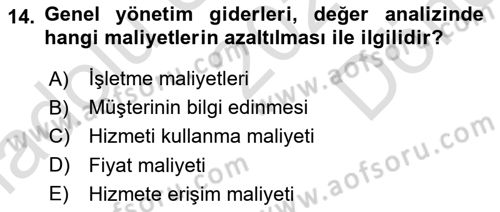 Hizmet Tasarımı Dersi 2023 - 2024 Yılı (Final) Dönem Sonu Sınav Soruları 14. Soru