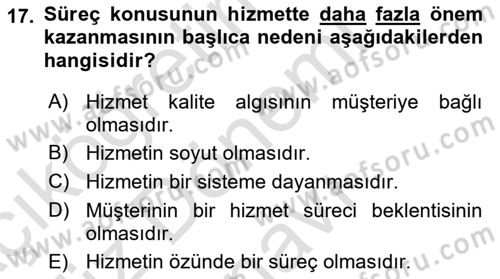Hizmet Tasarımı Dersi 2023 - 2024 Yılı (Final) Dönem Sonu Sınav Soruları 17. Soru