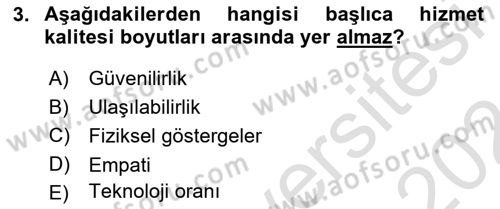 Hizmet Tasarımı Dersi 2023 - 2024 Yılı (Final) Dönem Sonu Sınav Soruları 3. Soru
