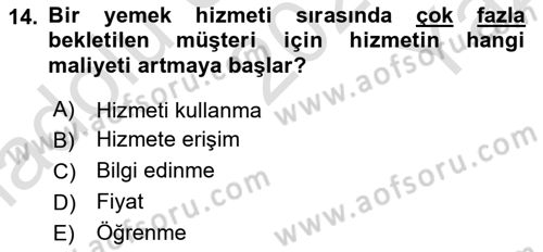 Hizmet Tasarımı Dersi 2023 - 2024 Yılı Yaz Okulu Sınav Soruları 14. Soru
