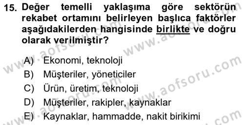 Hizmet Tasarımı Dersi 2023 - 2024 Yılı Yaz Okulu Sınav Soruları 15. Soru