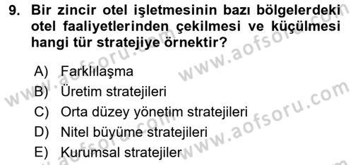 Hizmet Tasarımı Dersi 2023 - 2024 Yılı Yaz Okulu Sınav Soruları 9. Soru