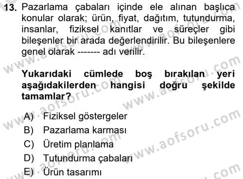 Hizmet Tasarımı Dersi Ara Sınavı Deneme Sınav Soruları 13. Soru