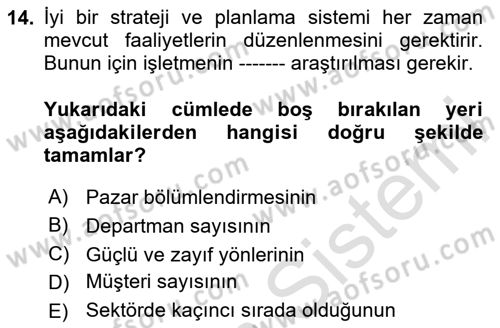 Hizmet Tasarımı Dersi Ara Sınavı Deneme Sınav Soruları 14. Soru