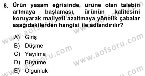 Hizmet Tasarımı Dersi 2024 - 2025 Yılı (Vize) Ara Sınav Soruları 8. Soru