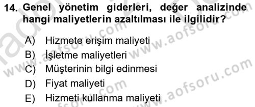 Hizmet Tasarımı Dersi 2024 - 2025 Yılı (Final) Dönem Sonu Sınav Soruları 14. Soru
