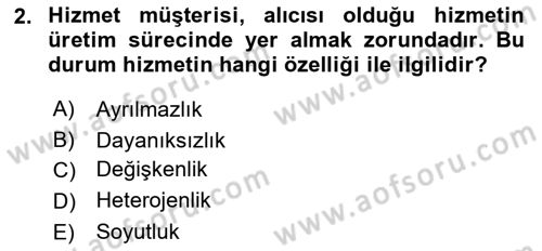 Hizmet Tasarımı Dersi 2024 - 2025 Yılı (Final) Dönem Sonu Sınav Soruları 2. Soru