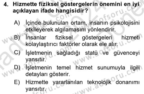 Hizmet Tasarımı Dersi 2024 - 2025 Yılı (Final) Dönem Sonu Sınav Soruları 4. Soru