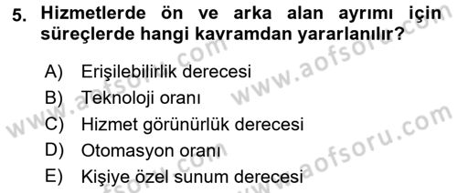Hizmet Tasarımı Dersi 2024 - 2025 Yılı (Final) Dönem Sonu Sınav Soruları 5. Soru