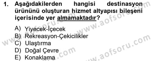 Destinasyon Yönetimi Dersi 2012 - 2013 Yılı (Vize) Ara Sınav Soruları 1. Soru