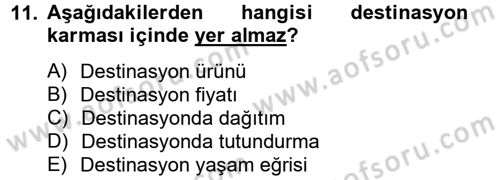 Destinasyon Yönetimi Dersi 2012 - 2013 Yılı (Final) Dönem Sonu Sınav Soruları 11. Soru